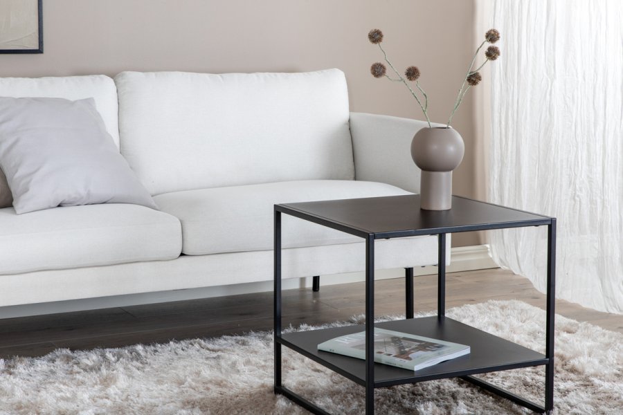 VENTURE DESIGN Zoom 2-manns sofa - beige polyester og sort stl