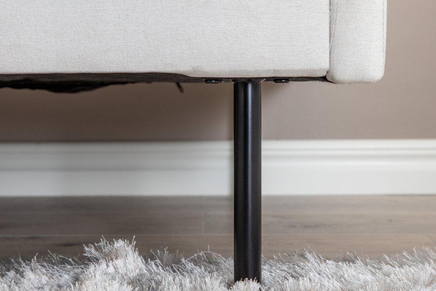 VENTURE DESIGN Zoom 2-manns sofa - beige polyester og sort stl