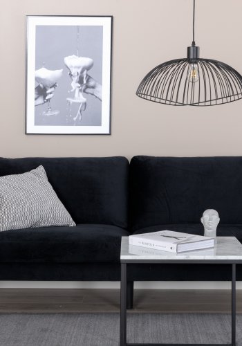 VENTURE DESIGN Zoom 2-seters sofa - svart flyel og sort stl