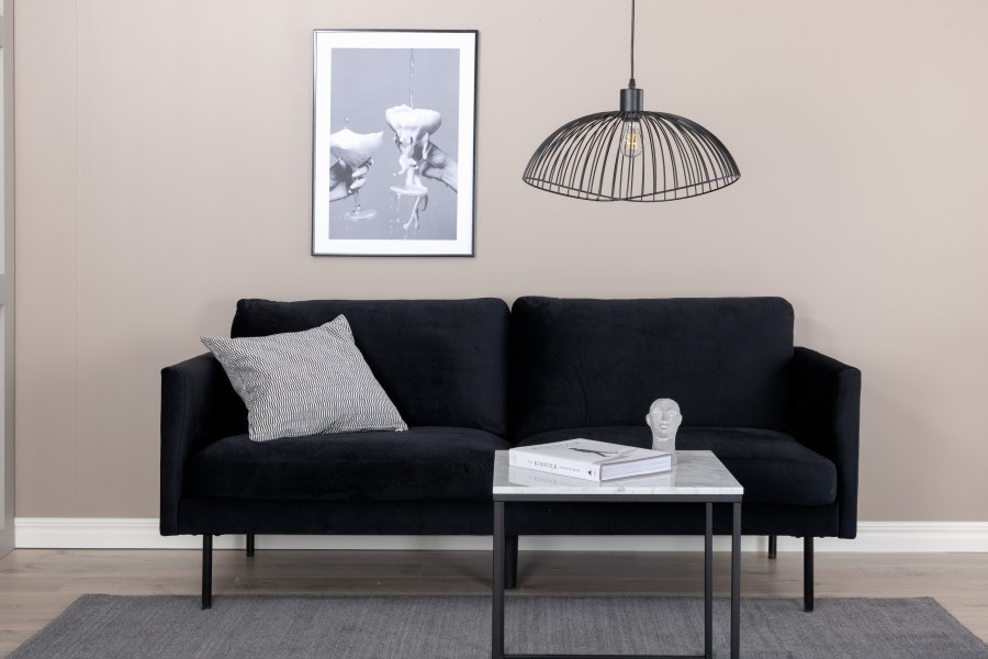 VENTURE DESIGN Zoom 2-seters sofa - svart flyel og sort stl