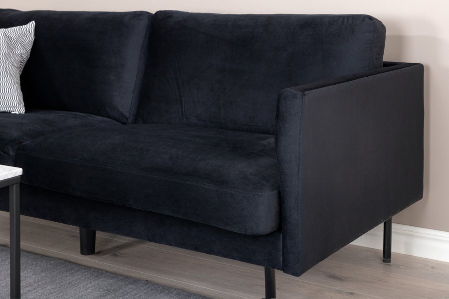 VENTURE DESIGN Zoom 2-seters sofa - svart flyel og sort stl