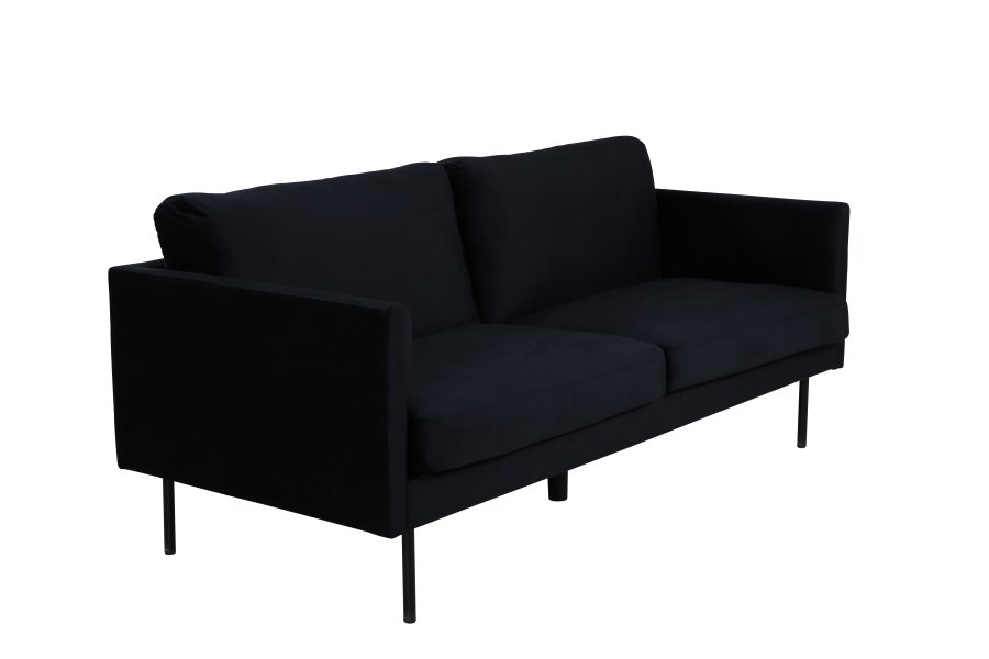 VENTURE DESIGN Zoom 2-seters sofa - svart flyel og sort stl