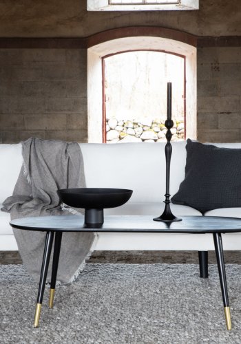 VENTURE DESIGN Zoom 3-seters sofa - beige polyester og sort stl