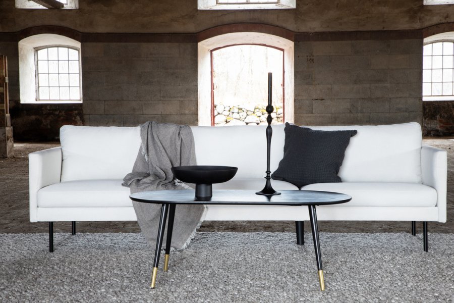 VENTURE DESIGN Zoom 3-seters sofa - beige polyester og sort stl