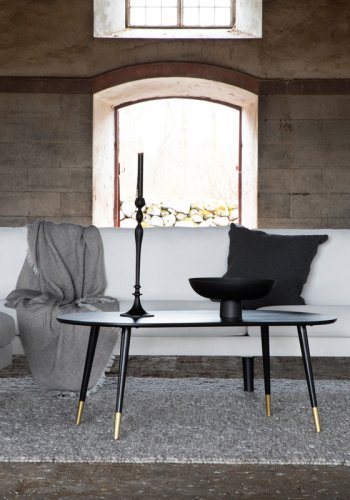 VENTURE DESIGN Zoom 3-seters sofa - beige polyester og sort stl