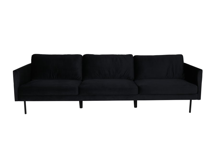 VENTURE DESIGN Zoom 3-seters sofa - svart flyel og sort stl