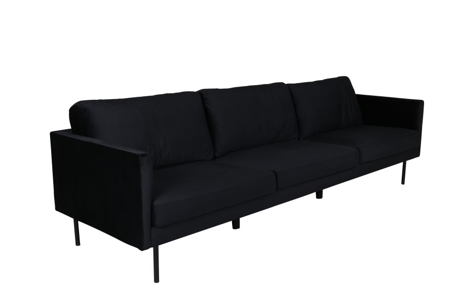 VENTURE DESIGN Zoom 3-seters sofa - svart flyel og sort stl