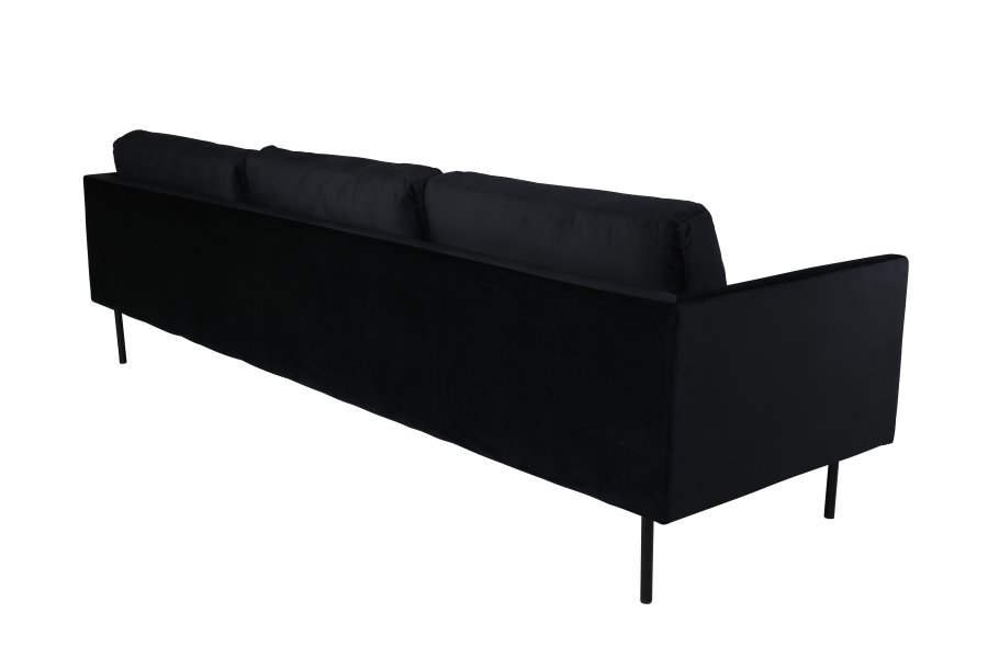 VENTURE DESIGN Zoom 3-seters sofa - svart flyel og sort stl