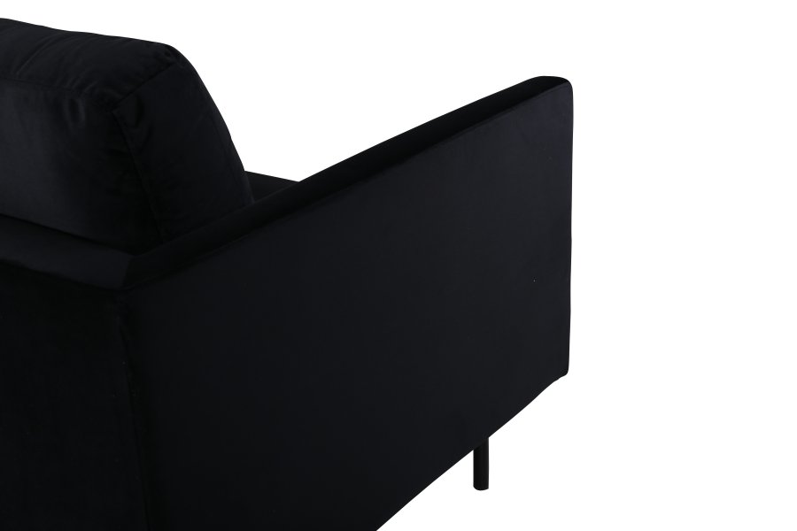VENTURE DESIGN Zoom 3-seters sofa - svart flyel og sort stl