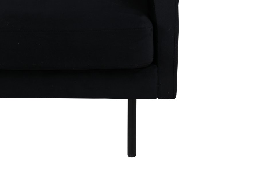 VENTURE DESIGN Zoom 3-seters sofa - svart flyel og sort stl
