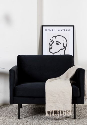 VENTURE DESIGN Zoom lenestol - svart flyel og sort stl