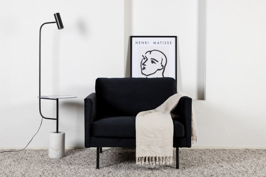 VENTURE DESIGN Zoom lenestol - svart flyel og sort stl