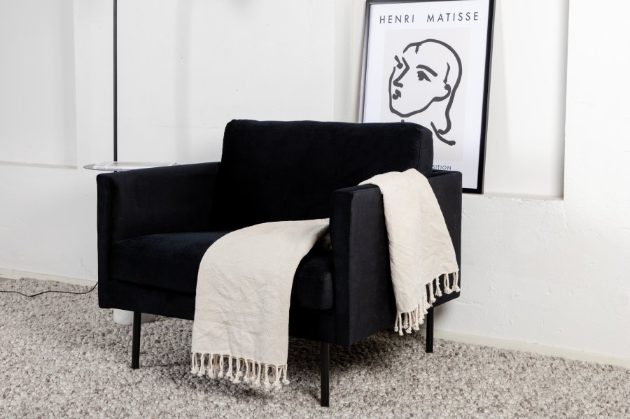 VENTURE DESIGN Zoom lenestol - svart flyel og sort stl