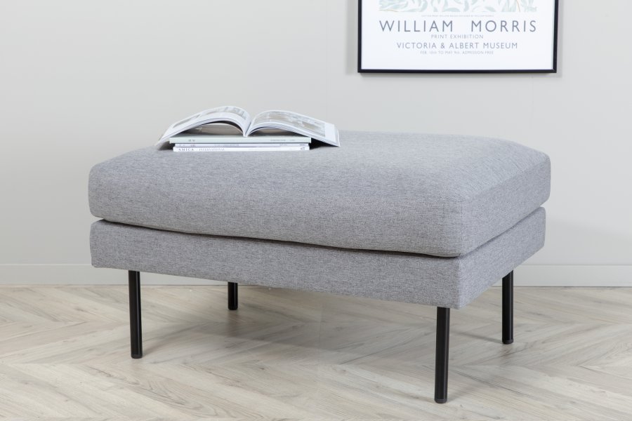 VENTURE DESIGN Zoompuff, rektangulr - gr polyester og svart stl (85x64)