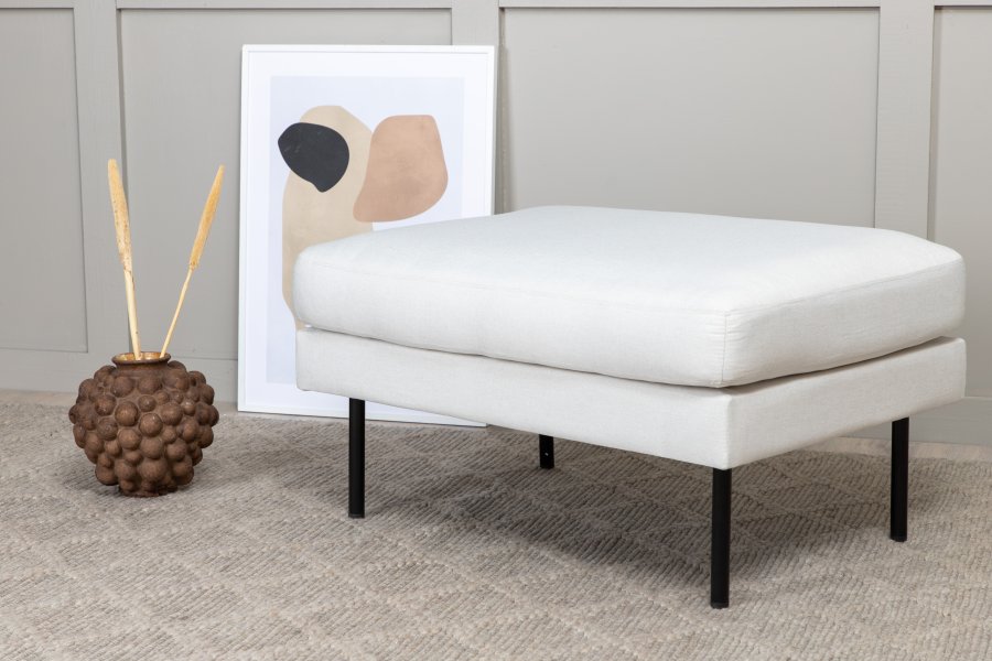 VENTURE DESIGN Zoompuff, rektangulr - beige polyester og svart stl (85x64)