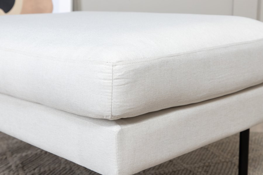 VENTURE DESIGN Zoompuff, rektangulr - beige polyester og svart stl (85x64)