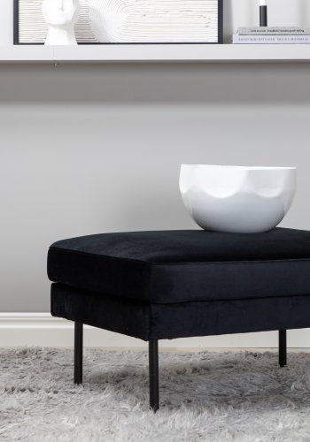 VENTURE DESIGN Zoompuff, rektangulr - svart flyel og svart stl (85x64)