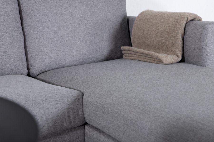 VENTURE DESIGN Zoom U-sofa - gr polyester og og svart stl