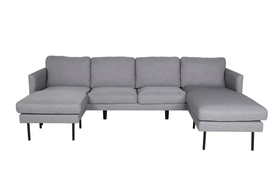 VENTURE DESIGN Zoom U-sofa - gr polyester og og svart stl