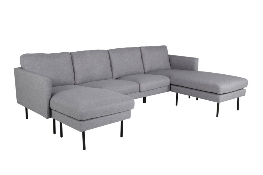 VENTURE DESIGN Zoom U-sofa - gr polyester og og svart stl