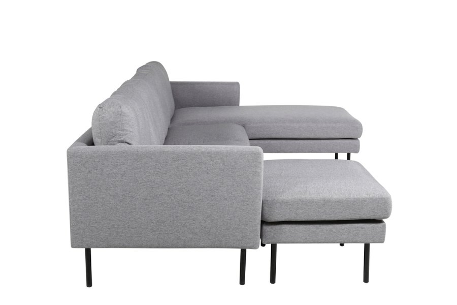 VENTURE DESIGN Zoom U-sofa - gr polyester og og svart stl