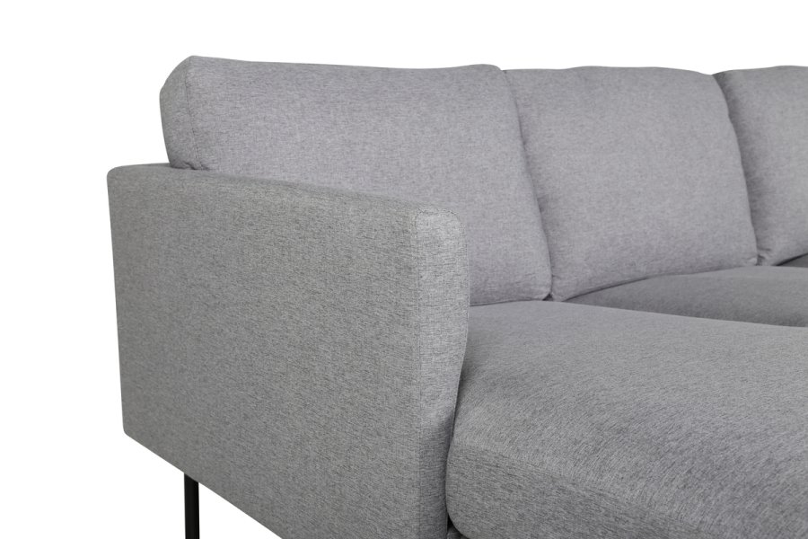 VENTURE DESIGN Zoom U-sofa - gr polyester og og svart stl