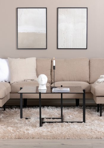 VENTURE DESIGN Zoom U-soffa - brun polyester och svart stl