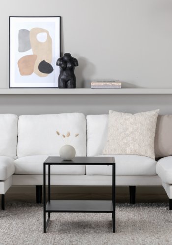 VENTURE DESIGN Zoom U-soffa - beige polyester och svart stl