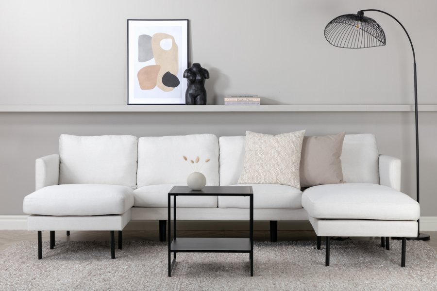 VENTURE DESIGN Zoom U-soffa - beige polyester och svart stl