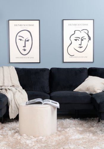 VENTURE DESIGN Zoom U-sofa - svart flyel og sort stl