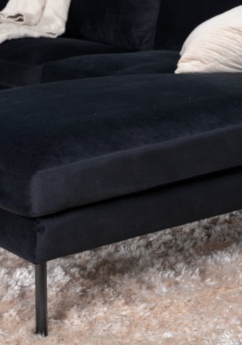 VENTURE DESIGN Zoom U-sofa - svart flyel og sort stl