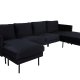 VENTURE DESIGN Zoom U-sofa - svart flyel og sort stl