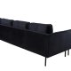 VENTURE DESIGN Zoom U-sofa - svart flyel og sort stl