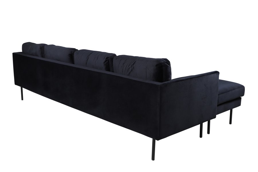 VENTURE DESIGN Zoom U-sofa - svart flyel og sort stl