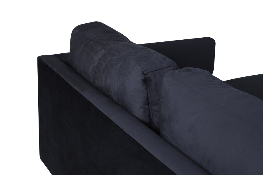 VENTURE DESIGN Zoom U-sofa - svart flyel og sort stl