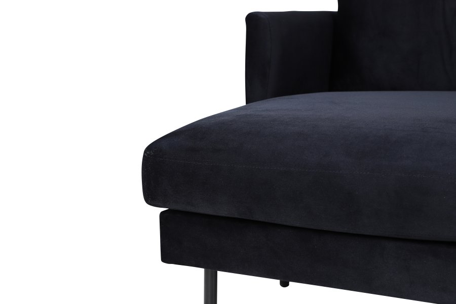 VENTURE DESIGN Zoom U-sofa - svart flyel og sort stl