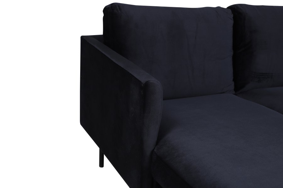 VENTURE DESIGN Zoom U-sofa - svart flyel og sort stl