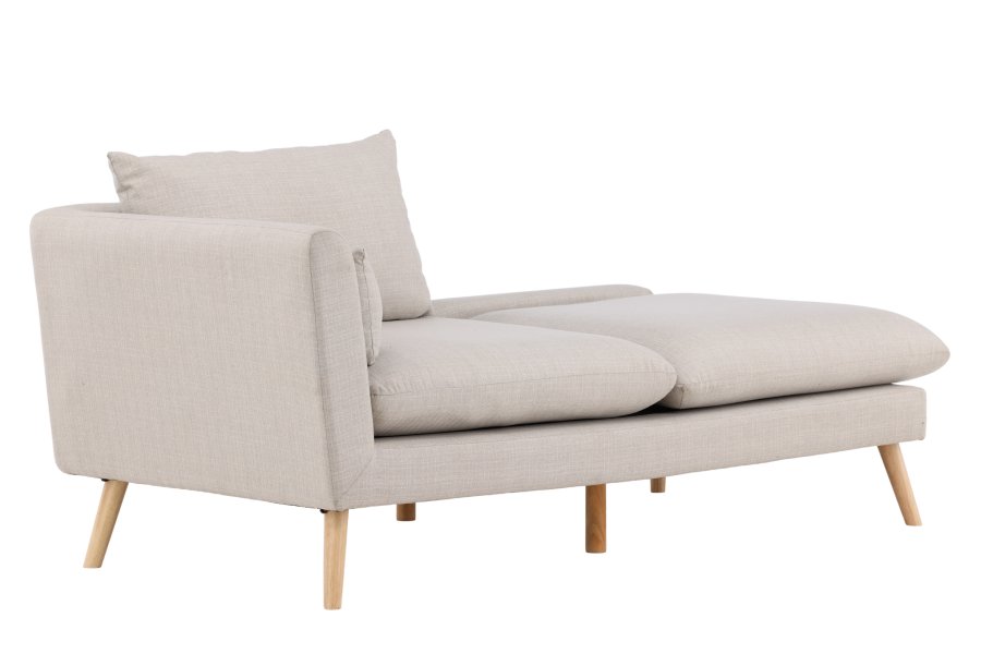 VENTURE DESIGN Tacoma 2-personers soffa - beige tyg och naturgummiträ