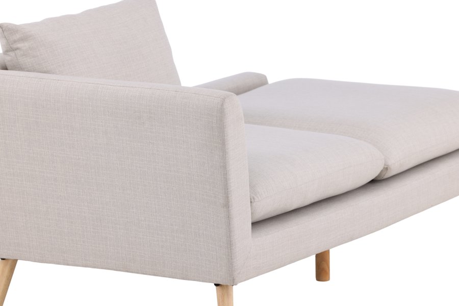 VENTURE DESIGN Tacoma 2-personers soffa - beige tyg och naturgummiträ