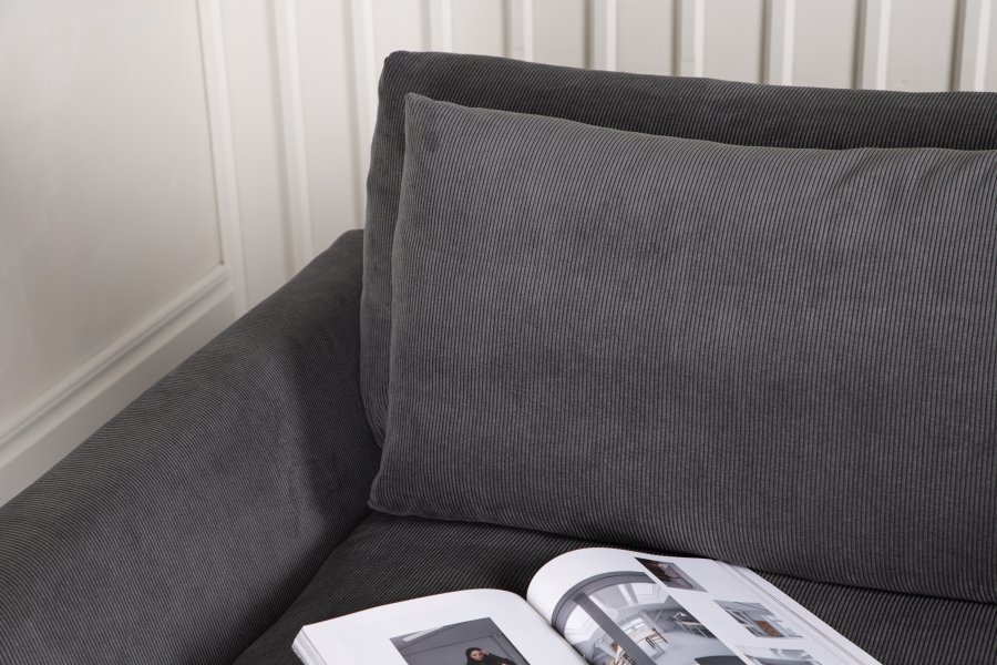 VENTURE DESIGN Durham 3-seters sofa - mrkegr flyel og furu