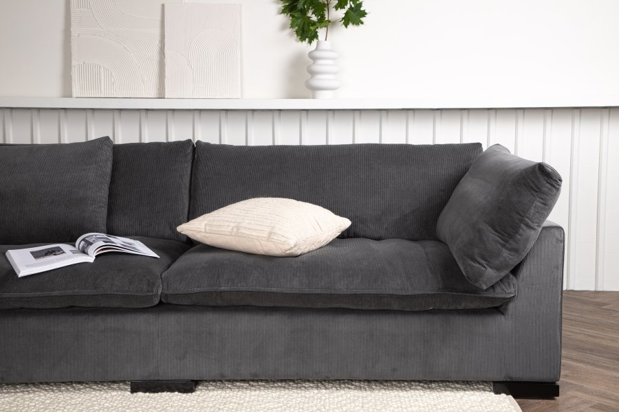 VENTURE DESIGN Durham 3-seters sofa - mrkegr flyel og furu