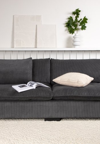 VENTURE DESIGN Durham 3-seters sofa - mrkegr flyel og furu