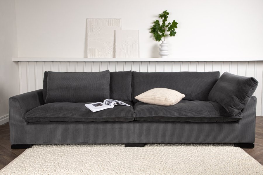 VENTURE DESIGN Durham 3-seters sofa - mrkegr flyel og furu