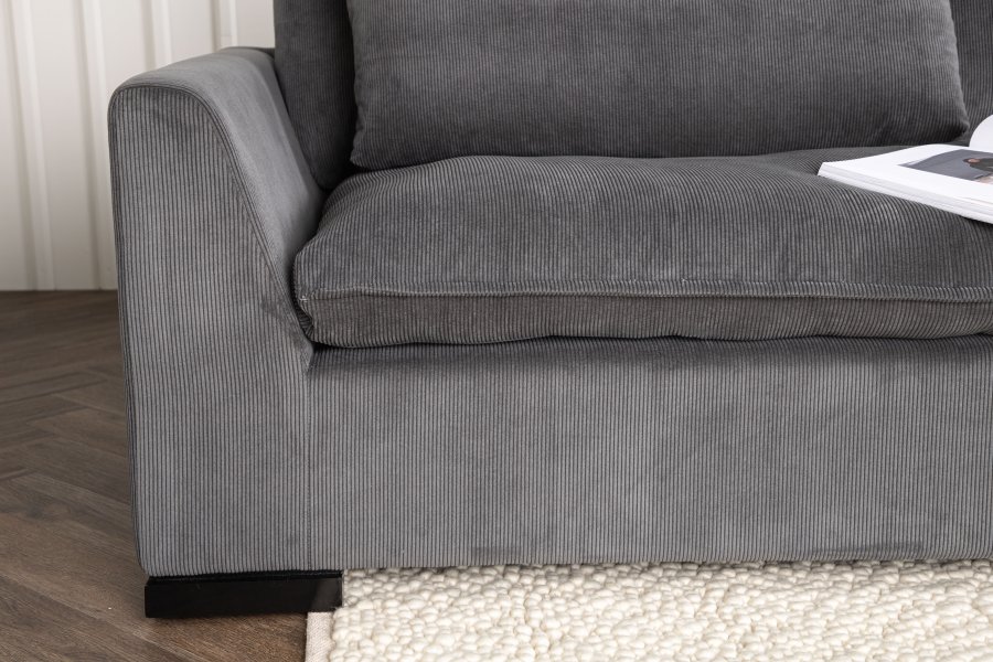 VENTURE DESIGN Durham 3-seters sofa - mrkegr flyel og furu