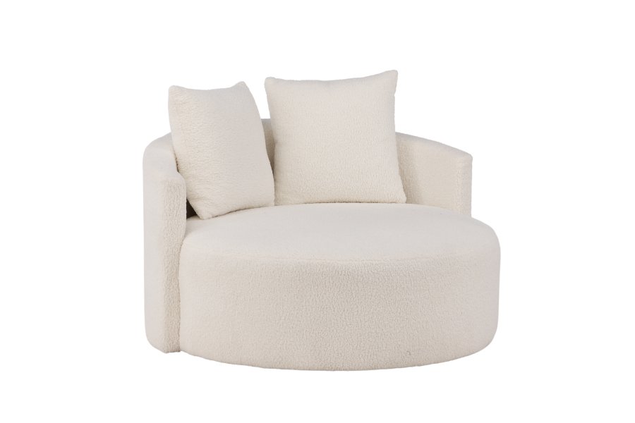 VENTURE DESIGN Kelso 2-Sitzer-Sofa, mit 2 Kissen – weißer Teddybär-Stoff, Polyester und Kiefernholz