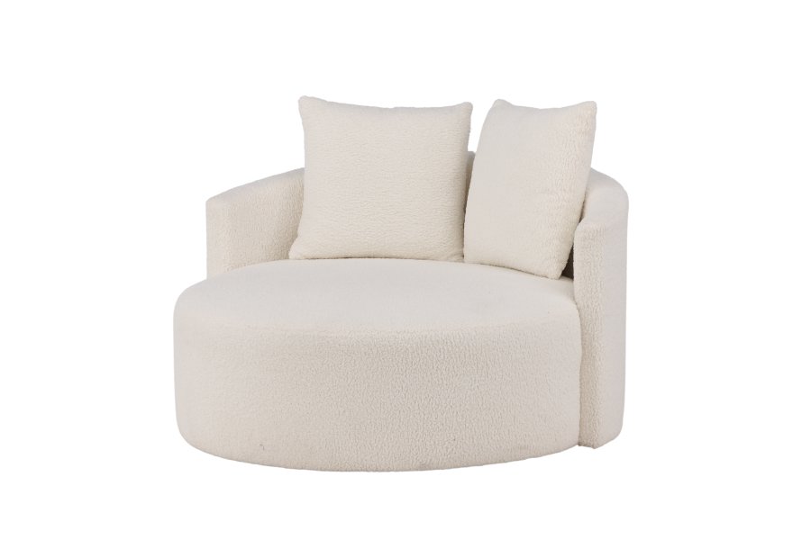 VENTURE DESIGN Kelso 2-Sitzer-Sofa, mit 2 Kissen – weißer Teddybär-Stoff, Polyester und Kiefernholz