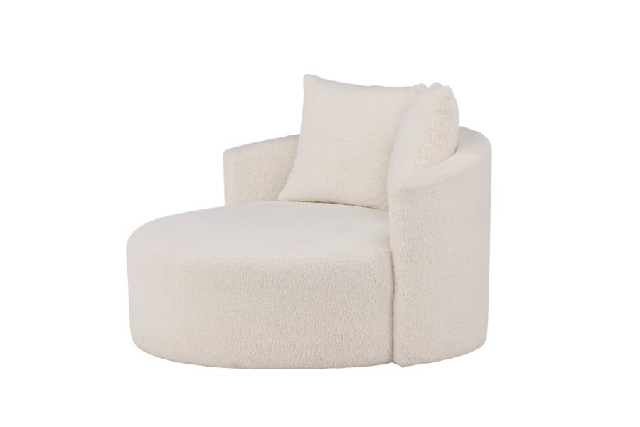 VENTURE DESIGN Kelso 2-Sitzer-Sofa, mit 2 Kissen – weißer Teddybär-Stoff, Polyester und Kiefernholz