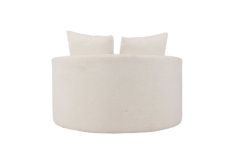 VENTURE DESIGN Kelso 2-Sitzer-Sofa, mit 2 Kissen – weißer Teddybär-Stoff, Polyester und Kiefernholz