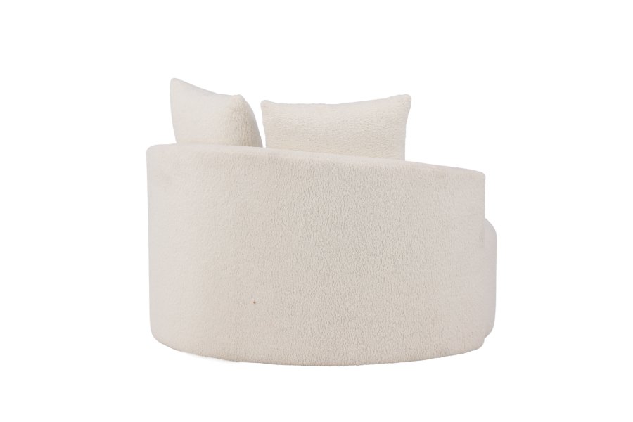 VENTURE DESIGN Kelso 2-Sitzer-Sofa, mit 2 Kissen – weißer Teddybär-Stoff, Polyester und Kiefernholz