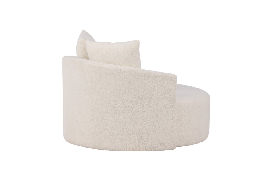 VENTURE DESIGN Kelso 2-Sitzer-Sofa, mit 2 Kissen – weißer Teddybär-Stoff, Polyester und Kiefernholz